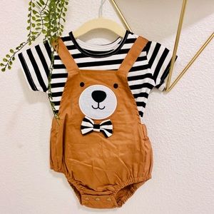 NWOT Baby Boy Teddy Bear Romper Set
